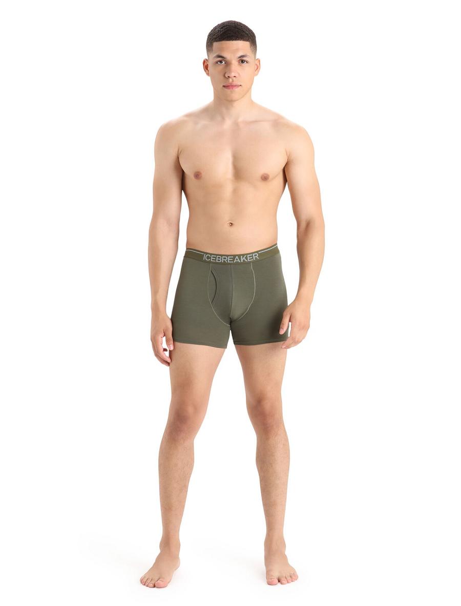 Bielizny Icebreaker Merino Anatomica Boxers With Fly Męskie Oliwkowe | PL 1642SGLO